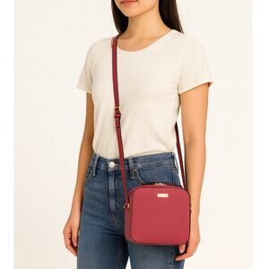 Kate Spade Newberry Lane Cammie Camera Crossbody – Pink Saffiano Leather